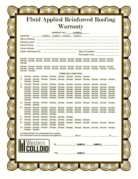 Fluid Applied Reinforced Roofing Warranty