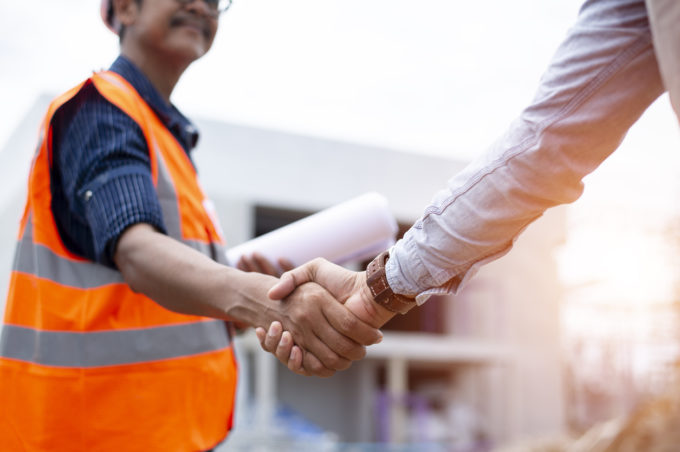 handshake with contractor